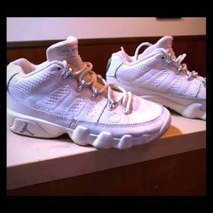 KIDS AIR JORDAN IX 9 SZ Y3.5  WHITE METALLICSILVER